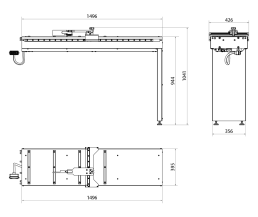 Dimensions of the machine Automated Gauge for the PP200CNC Horizontal Press Brake